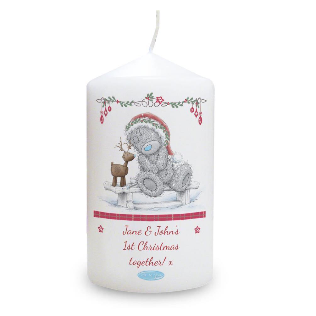 Personalised Me To You Christmas Reindeer Pillar Candle Extra Image 1